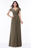 ColsBM Evie Carafe Brown Glamorous A-line Short Sleeve Floor Length Ruching Plus Size Bridesmaid Dresses