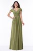 ColsBM Evie Cedar Glamorous A-line Short Sleeve Floor Length Ruching Plus Size Bridesmaid Dresses