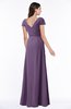 ColsBM Evie Chinese Violet Glamorous A-line Short Sleeve Floor Length Ruching Plus Size Bridesmaid Dresses