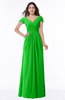 ColsBM Evie Classic Green Glamorous A-line Short Sleeve Floor Length Ruching Plus Size Bridesmaid Dresses