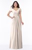 ColsBM Evie Cream Pink Glamorous A-line Short Sleeve Floor Length Ruching Plus Size Bridesmaid Dresses
