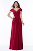 ColsBM Evie Dark Red Glamorous A-line Short Sleeve Floor Length Ruching Plus Size Bridesmaid Dresses