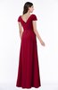 ColsBM Evie Dark Red Glamorous A-line Short Sleeve Floor Length Ruching Plus Size Bridesmaid Dresses