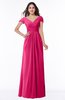 ColsBM Evie Fuschia Glamorous A-line Short Sleeve Floor Length Ruching Plus Size Bridesmaid Dresses