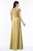 ColsBM Evie Gold Glamorous A-line Short Sleeve Floor Length Ruching Plus Size Bridesmaid Dresses