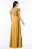 ColsBM Evie Golden Cream Glamorous A-line Short Sleeve Floor Length Ruching Plus Size Bridesmaid Dresses