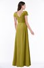 ColsBM Evie Golden Olive Glamorous A-line Short Sleeve Floor Length Ruching Plus Size Bridesmaid Dresses