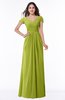 ColsBM Evie Green Oasis Glamorous A-line Short Sleeve Floor Length Ruching Plus Size Bridesmaid Dresses