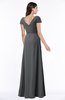 ColsBM Evie Grey Glamorous A-line Short Sleeve Floor Length Ruching Plus Size Bridesmaid Dresses