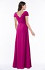 ColsBM Evie Hot Pink Glamorous A-line Short Sleeve Floor Length Ruching Plus Size Bridesmaid Dresses