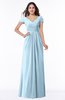 ColsBM Evie Ice Blue Glamorous A-line Short Sleeve Floor Length Ruching Plus Size Bridesmaid Dresses