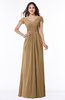 ColsBM Evie Indian Tan Glamorous A-line Short Sleeve Floor Length Ruching Plus Size Bridesmaid Dresses