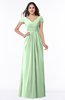 ColsBM Evie Light Green Glamorous A-line Short Sleeve Floor Length Ruching Plus Size Bridesmaid Dresses