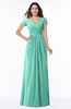 ColsBM Evie Mint Green Glamorous A-line Short Sleeve Floor Length Ruching Plus Size Bridesmaid Dresses