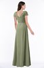 ColsBM Evie Moss Green Glamorous A-line Short Sleeve Floor Length Ruching Plus Size Bridesmaid Dresses