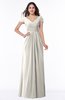 ColsBM Evie Off White Glamorous A-line Short Sleeve Floor Length Ruching Plus Size Bridesmaid Dresses