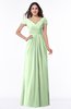 ColsBM Evie Pale Green Glamorous A-line Short Sleeve Floor Length Ruching Plus Size Bridesmaid Dresses