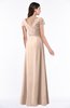 ColsBM Evie Peach Puree Glamorous A-line Short Sleeve Floor Length Ruching Plus Size Bridesmaid Dresses