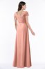 ColsBM Evie Peach Glamorous A-line Short Sleeve Floor Length Ruching Plus Size Bridesmaid Dresses