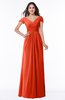 ColsBM Evie Persimmon Glamorous A-line Short Sleeve Floor Length Ruching Plus Size Bridesmaid Dresses