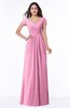 ColsBM Evie Pink Glamorous A-line Short Sleeve Floor Length Ruching Plus Size Bridesmaid Dresses