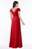 ColsBM Evie Red Glamorous A-line Short Sleeve Floor Length Ruching Plus Size Bridesmaid Dresses
