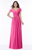 ColsBM Evie Rose Pink Glamorous A-line Short Sleeve Floor Length Ruching Plus Size Bridesmaid Dresses