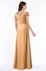 ColsBM Evie Salmon Buff Glamorous A-line Short Sleeve Floor Length Ruching Plus Size Bridesmaid Dresses