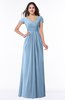 ColsBM Evie Sky Blue Glamorous A-line Short Sleeve Floor Length Ruching Plus Size Bridesmaid Dresses