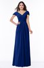 ColsBM Evie Sodalite Blue Glamorous A-line Short Sleeve Floor Length Ruching Plus Size Bridesmaid Dresses