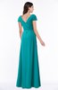 ColsBM Evie Teal Glamorous A-line Short Sleeve Floor Length Ruching Plus Size Bridesmaid Dresses