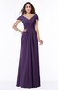 ColsBM Evie Violet Glamorous A-line Short Sleeve Floor Length Ruching Plus Size Bridesmaid Dresses