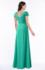 ColsBM Evie Viridian Green Glamorous A-line Short Sleeve Floor Length Ruching Plus Size Bridesmaid Dresses