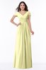 ColsBM Evie Wax Yellow Glamorous A-line Short Sleeve Floor Length Ruching Plus Size Bridesmaid Dresses