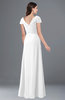 ColsBM Evie White Glamorous A-line Short Sleeve Floor Length Ruching Plus Size Bridesmaid Dresses