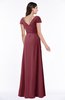 ColsBM Evie Wine Glamorous A-line Short Sleeve Floor Length Ruching Plus Size Bridesmaid Dresses