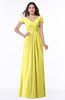 ColsBM Evie Yellow Iris Glamorous A-line Short Sleeve Floor Length Ruching Plus Size Bridesmaid Dresses