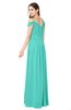 ColsBM Susan Blue Turquoise Mature Short Sleeve Zipper Floor Length Ribbon Plus Size Bridesmaid Dresses