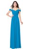 ColsBM Susan Cornflower Blue Mature Short Sleeve Zipper Floor Length Ribbon Plus Size Bridesmaid Dresses