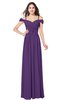 ColsBM Susan Dark Purple Mature Short Sleeve Zipper Floor Length Ribbon Plus Size Bridesmaid Dresses