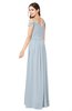 ColsBM Susan Illusion Blue Mature Short Sleeve Zipper Floor Length Ribbon Plus Size Bridesmaid Dresses