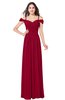 ColsBM Susan Maroon Mature Short Sleeve Zipper Floor Length Ribbon Plus Size Bridesmaid Dresses