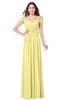 ColsBM Susan Pastel Yellow Mature Short Sleeve Zipper Floor Length Ribbon Plus Size Bridesmaid Dresses