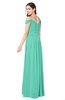 ColsBM Susan Seafoam Green Mature Short Sleeve Zipper Floor Length Ribbon Plus Size Bridesmaid Dresses