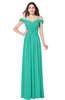 ColsBM Susan Viridian Green Mature Short Sleeve Zipper Floor Length Ribbon Plus Size Bridesmaid Dresses