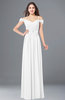 ColsBM Susan White Mature Short Sleeve Zipper Floor Length Ribbon Plus Size Bridesmaid Dresses