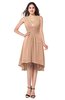 ColsBM Ainsley Almost Apricot Elegant A-line Zipper Hi-Lo Ruching Plus Size Bridesmaid Dresses