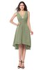 ColsBM Ainsley Moss Green Elegant A-line Zipper Hi-Lo Ruching Plus Size Bridesmaid Dresses