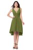 ColsBM Ainsley Olive Green Elegant A-line Zipper Hi-Lo Ruching Plus Size Bridesmaid Dresses