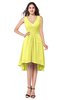 ColsBM Ainsley Pale Yellow Elegant A-line Zipper Hi-Lo Ruching Plus Size Bridesmaid Dresses